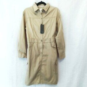 100% Cotton Khaki Button-Down Utility Shirt Dress 🫡 Long Sleeve 🫡 Size M